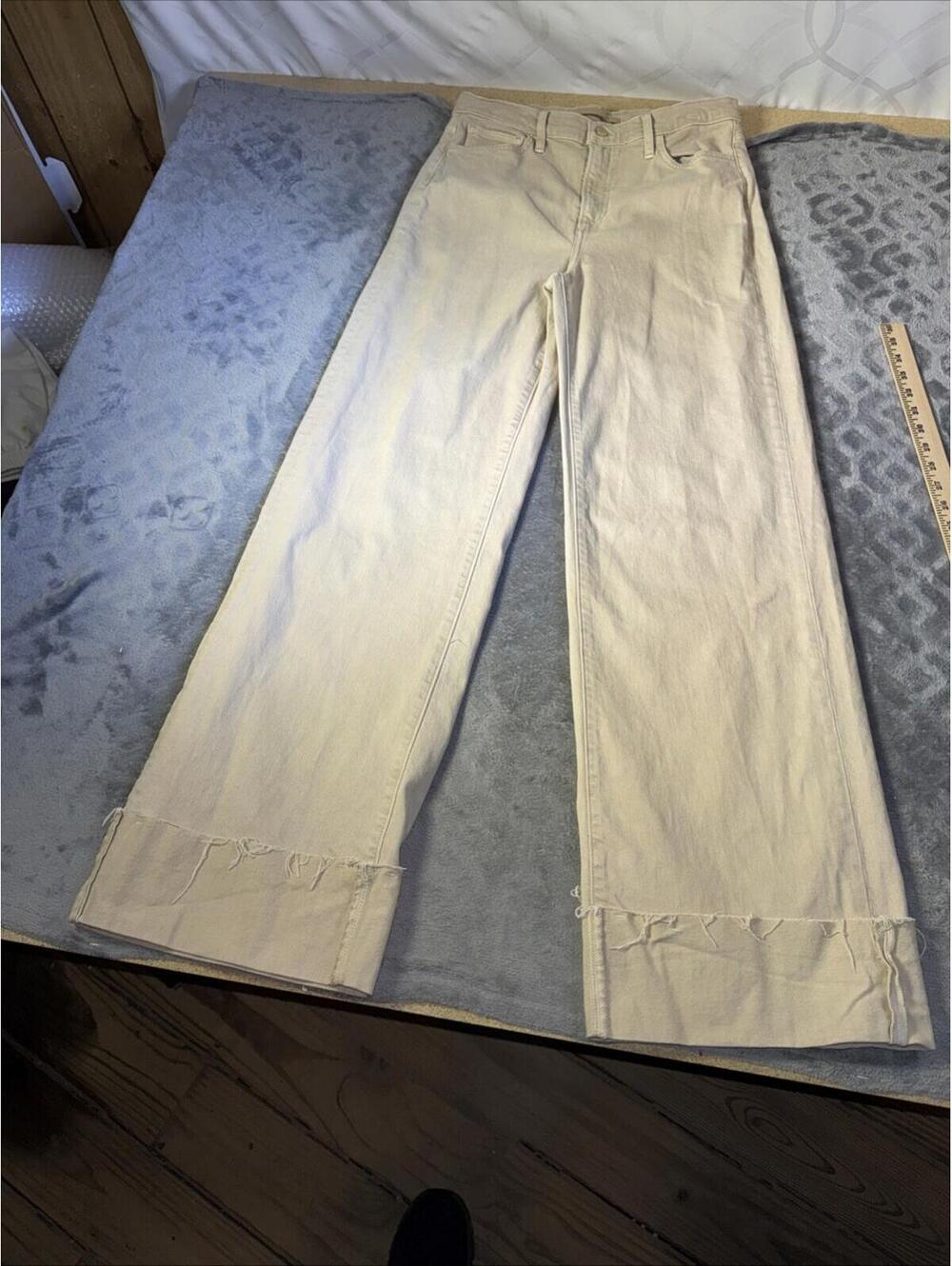 Joe's Jeans The Mia High Rise Wide Leg Cuffed Hem Jean Khaki Sz 30